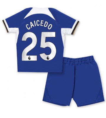 Chelsea Moises Caicedo #25 Hjemmebanesæt Børn 2023-24 Kort ærmer (+ korte bukser)